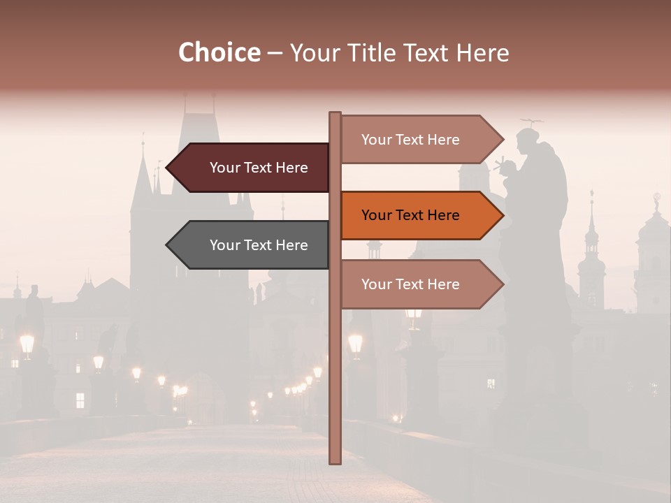 A Bridge That Has A Statue On Top Of It PowerPoint Template