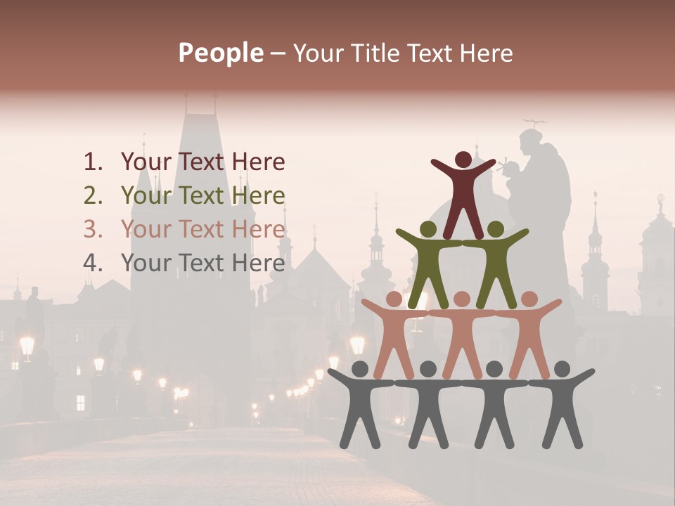 A Bridge That Has A Statue On Top Of It PowerPoint Template