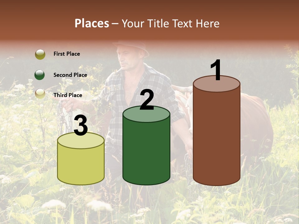 A Man Standing In A Field With A Cow PowerPoint Template