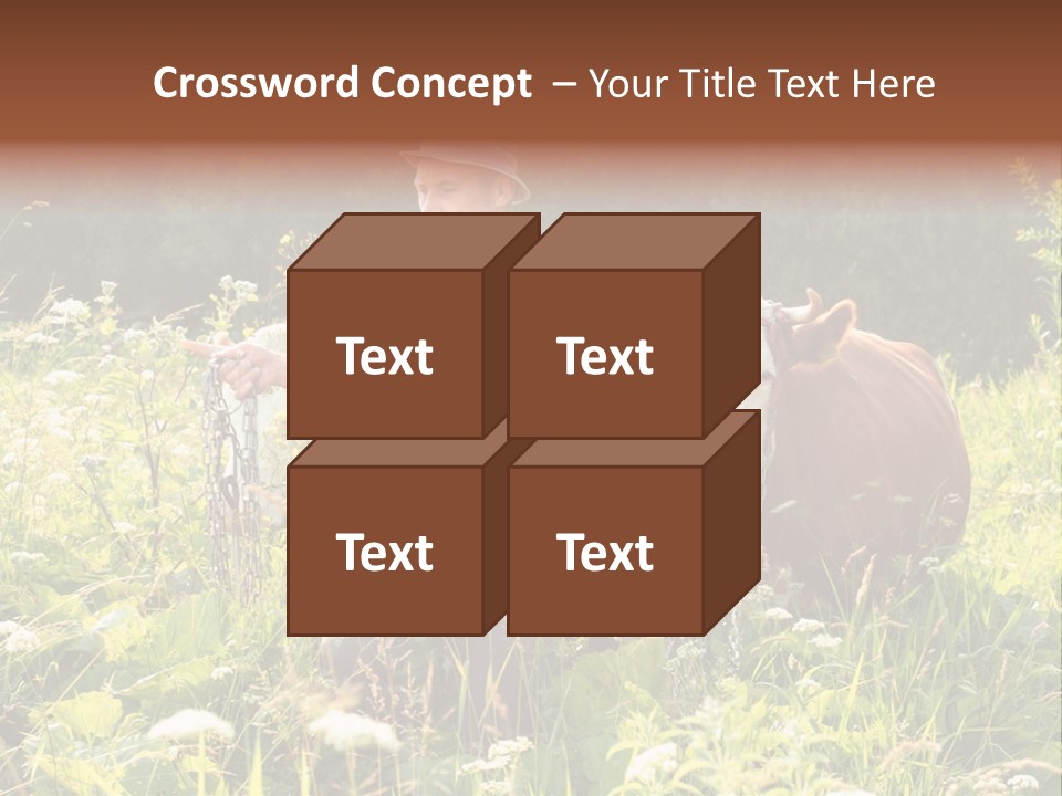 A Man Standing In A Field With A Cow PowerPoint Template