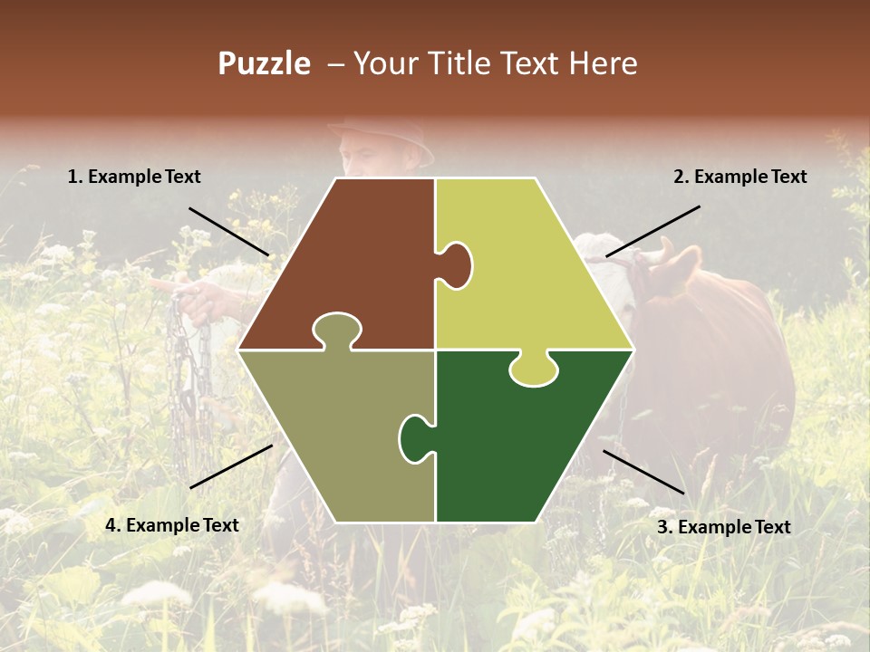 A Man Standing In A Field With A Cow PowerPoint Template