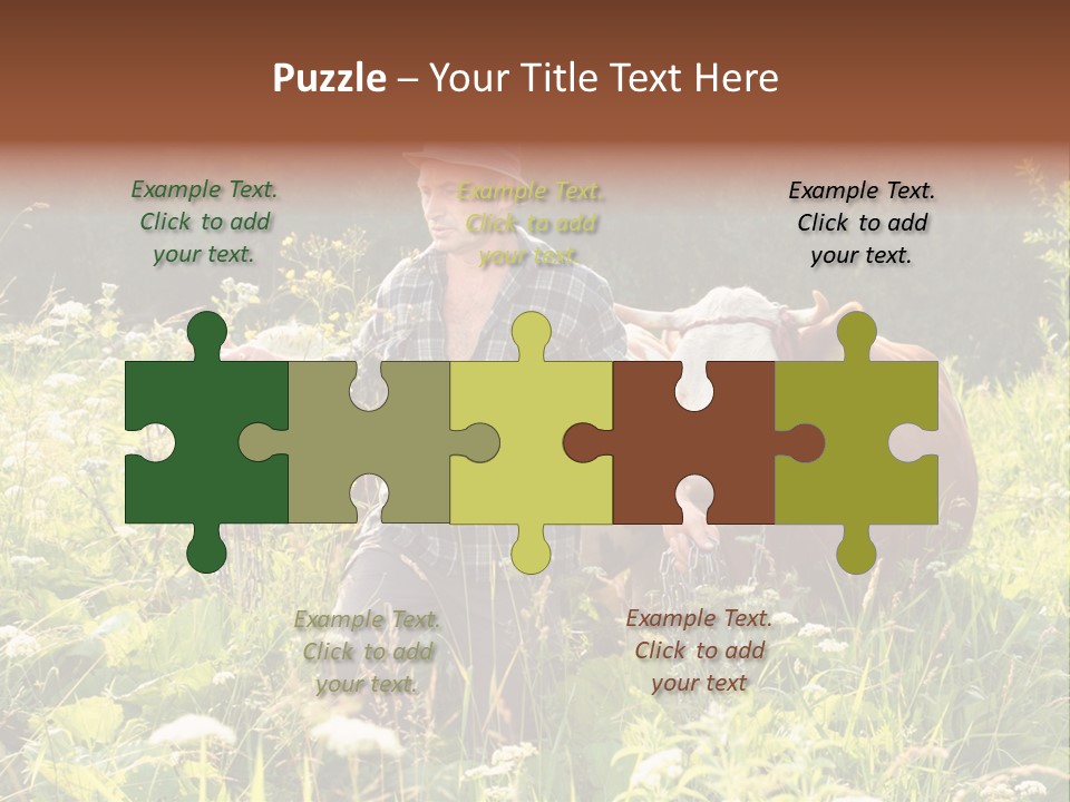 A Man Standing In A Field With A Cow PowerPoint Template