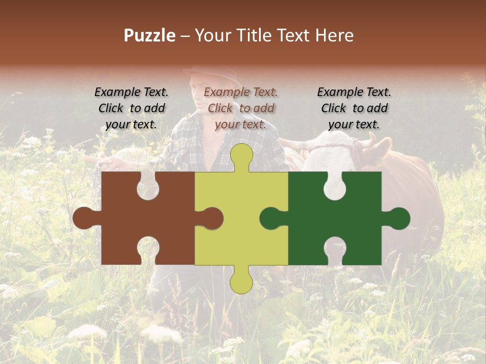 A Man Standing In A Field With A Cow PowerPoint Template