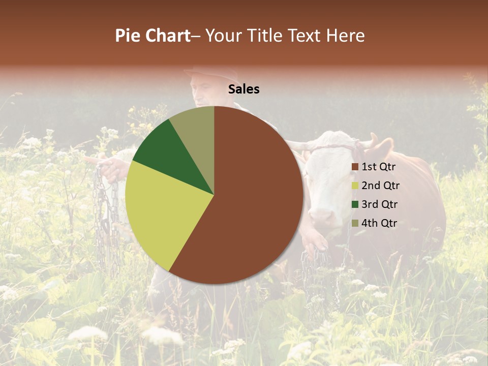 A Man Standing In A Field With A Cow PowerPoint Template