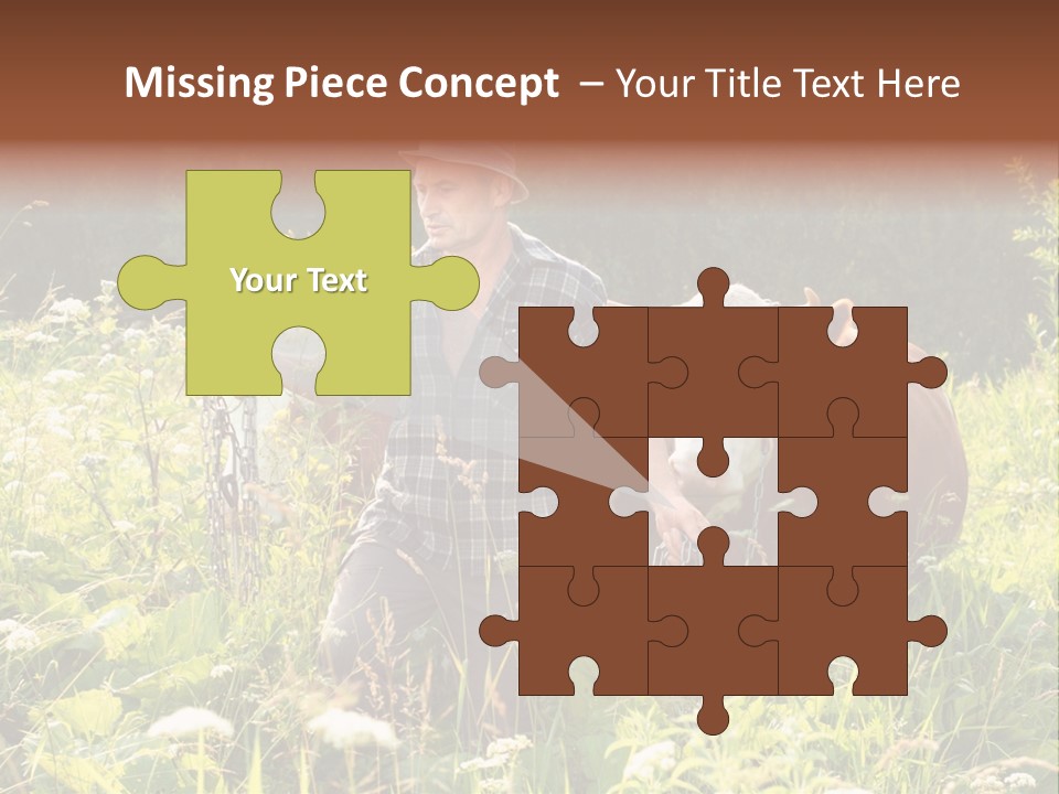 A Man Standing In A Field With A Cow PowerPoint Template