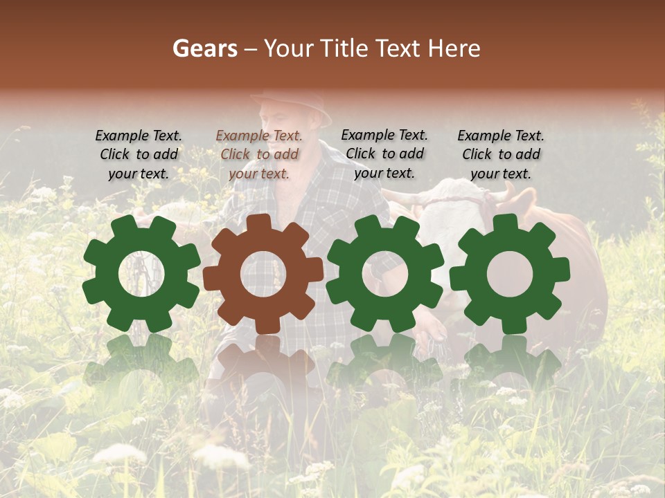 A Man Standing In A Field With A Cow PowerPoint Template