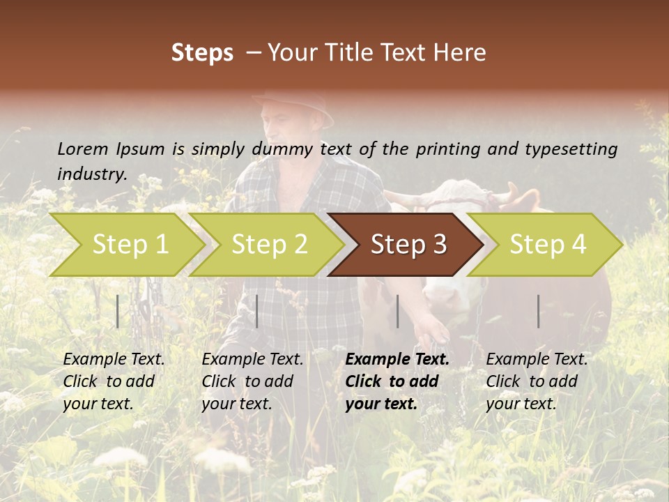 A Man Standing In A Field With A Cow PowerPoint Template