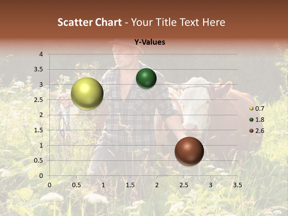 A Man Standing In A Field With A Cow PowerPoint Template