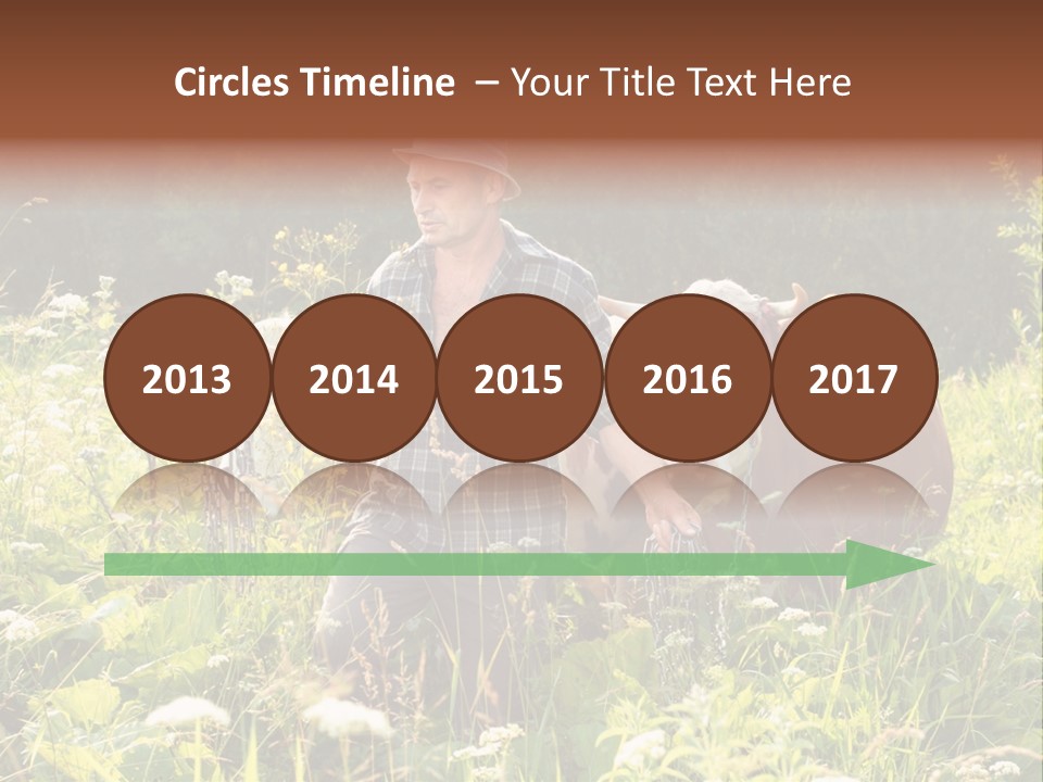 A Man Standing In A Field With A Cow PowerPoint Template