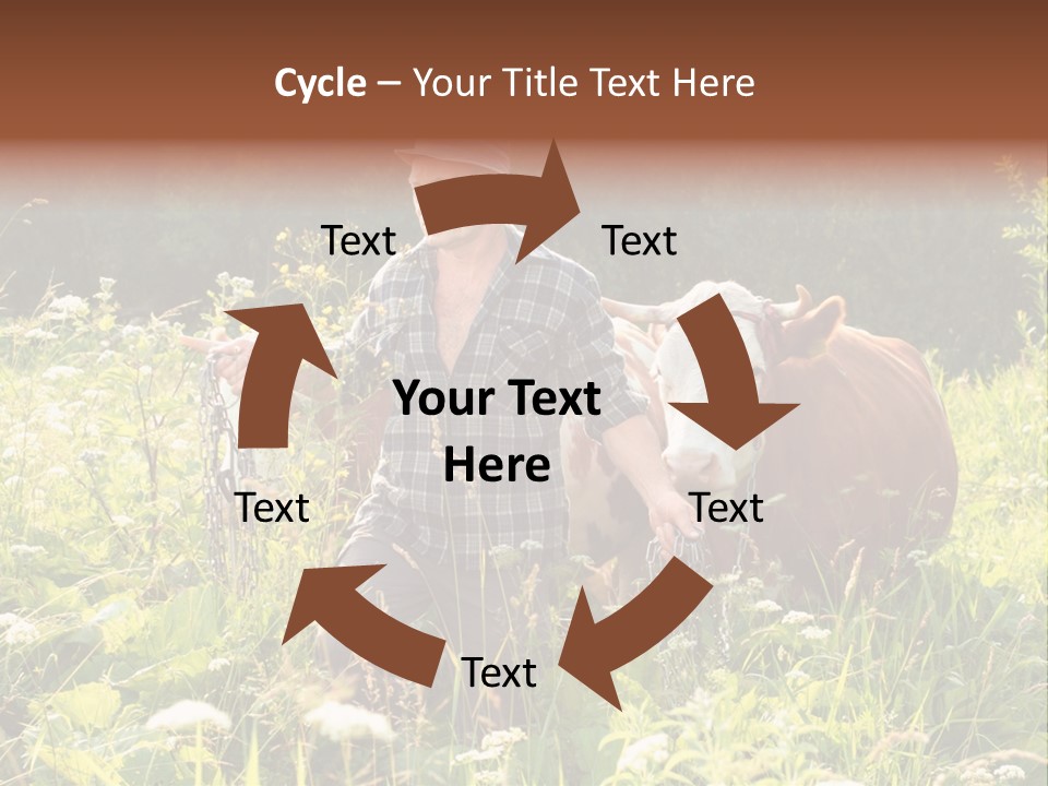 A Man Standing In A Field With A Cow PowerPoint Template