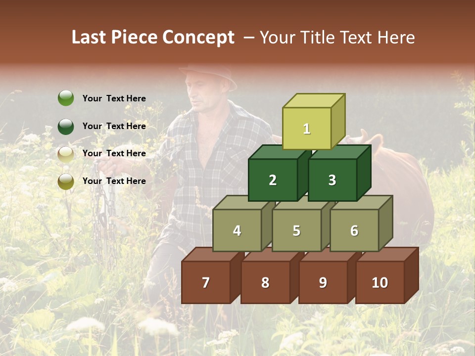 A Man Standing In A Field With A Cow PowerPoint Template