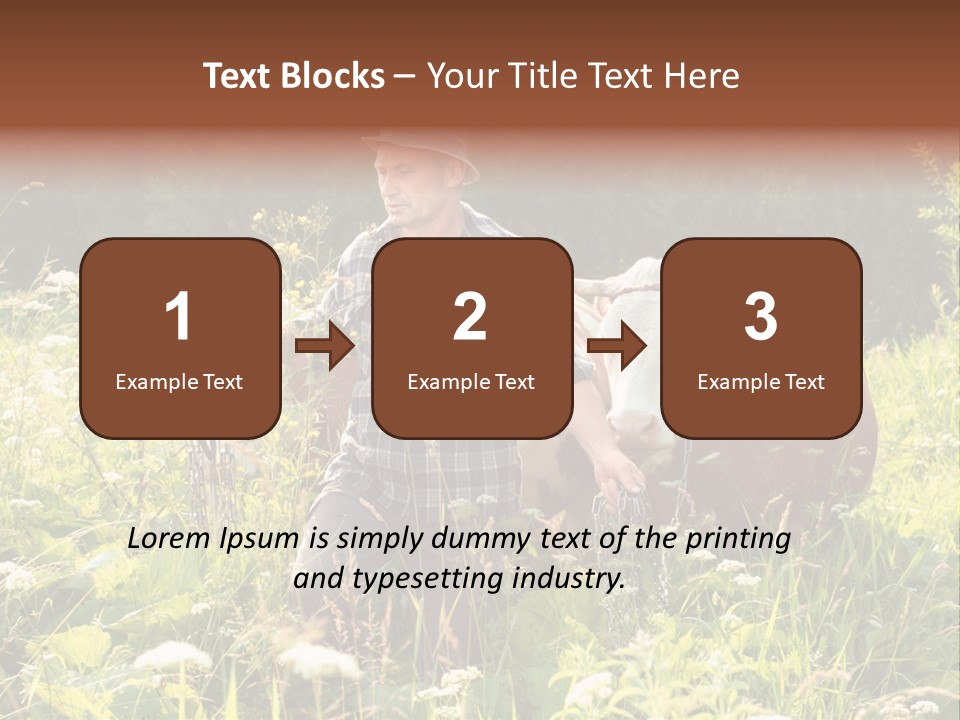A Man Standing In A Field With A Cow PowerPoint Template