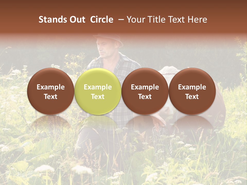 A Man Standing In A Field With A Cow PowerPoint Template