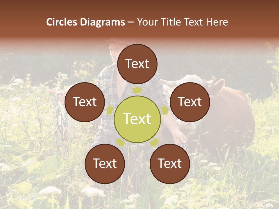 A Man Standing In A Field With A Cow PowerPoint Template