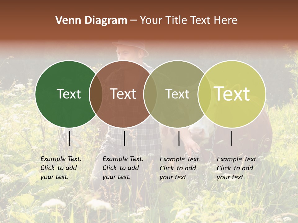 A Man Standing In A Field With A Cow PowerPoint Template
