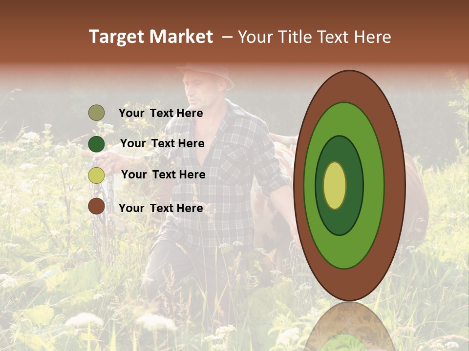 A Man Standing In A Field With A Cow PowerPoint Template