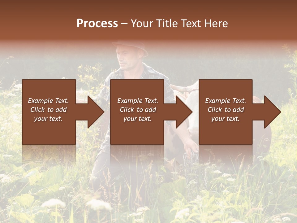 A Man Standing In A Field With A Cow PowerPoint Template