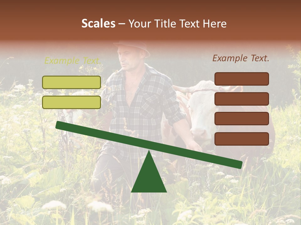 A Man Standing In A Field With A Cow PowerPoint Template