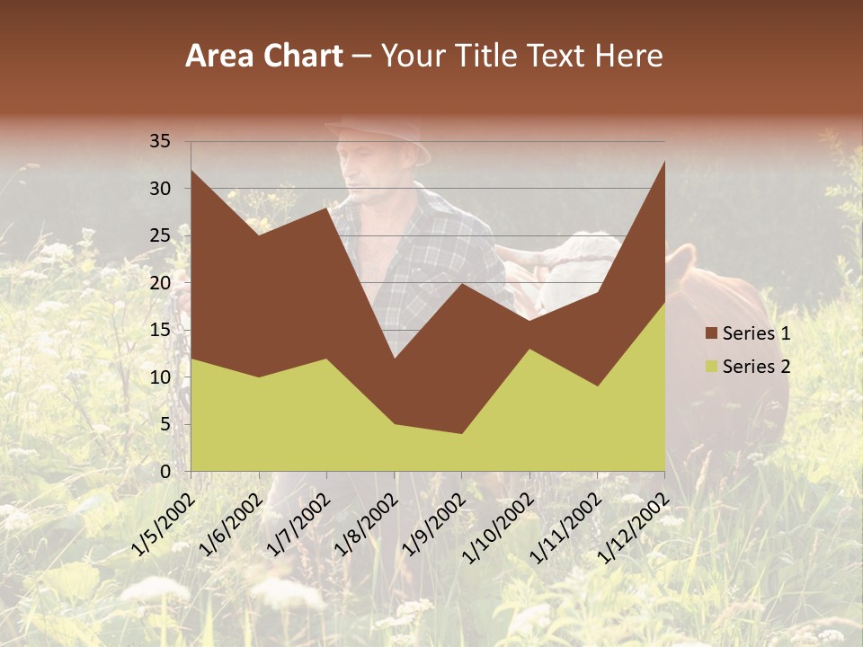 A Man Standing In A Field With A Cow PowerPoint Template