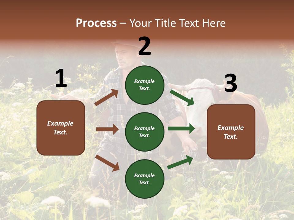 A Man Standing In A Field With A Cow PowerPoint Template