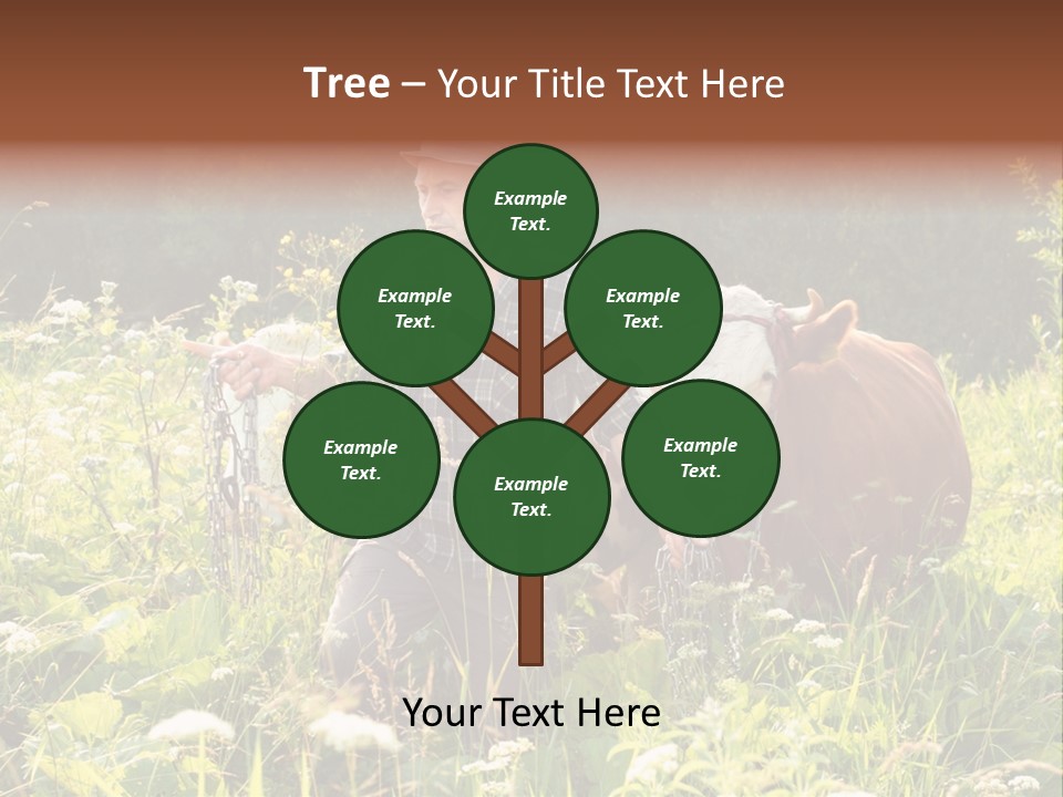 A Man Standing In A Field With A Cow PowerPoint Template