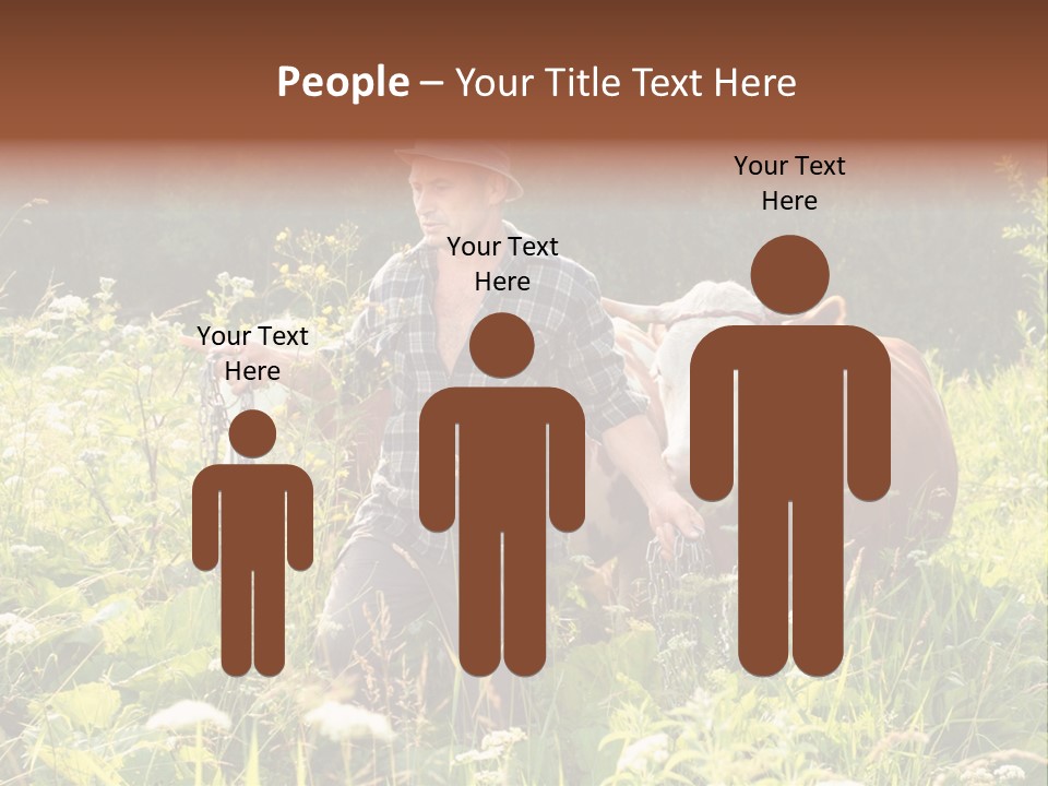 A Man Standing In A Field With A Cow PowerPoint Template