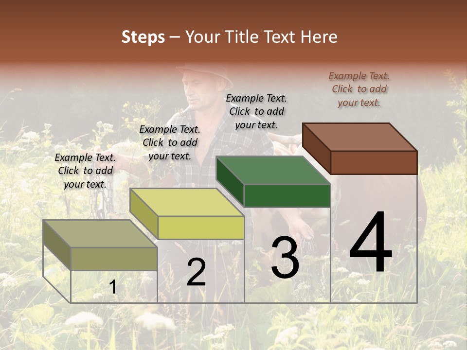 A Man Standing In A Field With A Cow PowerPoint Template