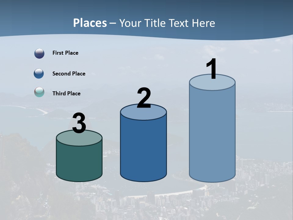 A Statue On Top Of A Mountain Overlooking A Body Of Water PowerPoint Template