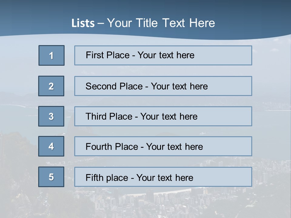 A Statue On Top Of A Mountain Overlooking A Body Of Water PowerPoint Template