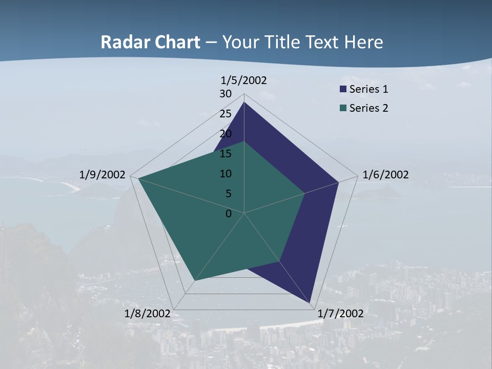 A Statue On Top Of A Mountain Overlooking A Body Of Water PowerPoint Template
