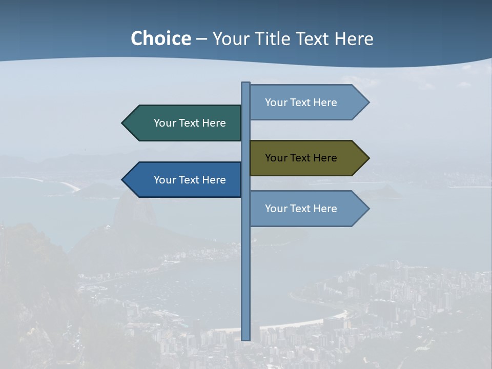 A Statue On Top Of A Mountain Overlooking A Body Of Water PowerPoint Template