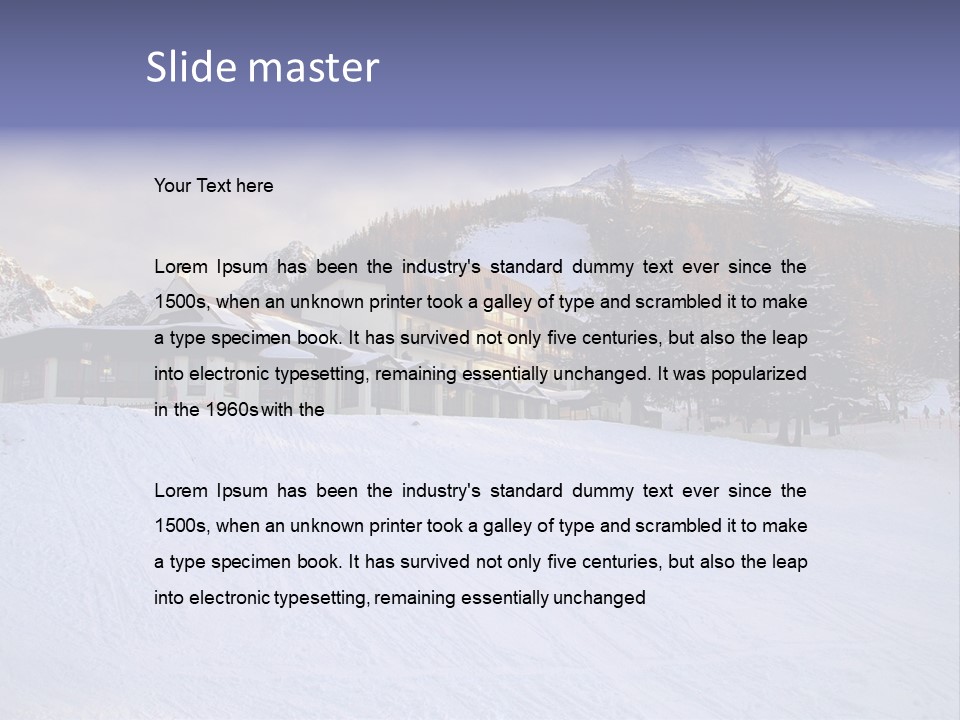 A Snow Covered Ski Slope With A Building In The Background PowerPoint Template