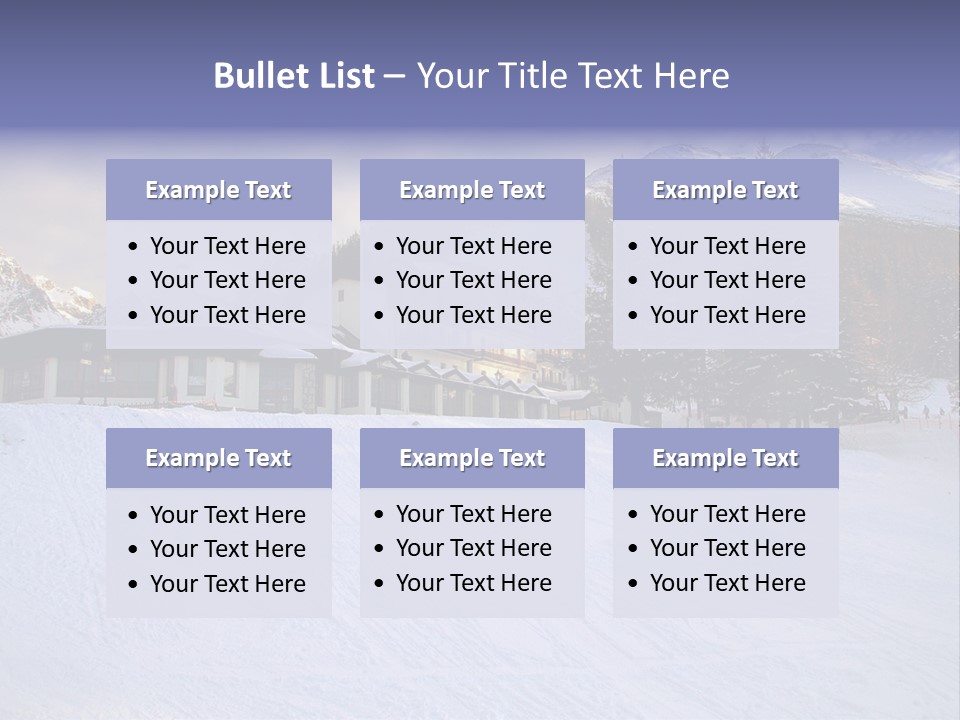 A Snow Covered Ski Slope With A Building In The Background PowerPoint Template