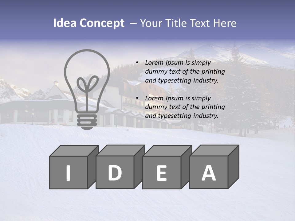 A Snow Covered Ski Slope With A Building In The Background PowerPoint Template