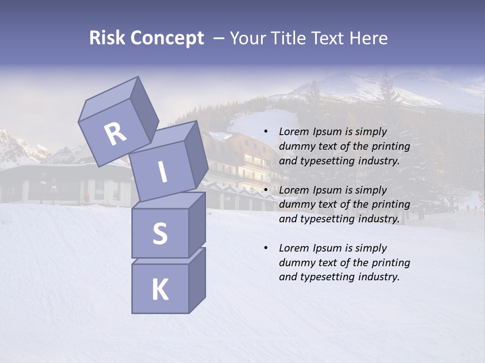A Snow Covered Ski Slope With A Building In The Background PowerPoint Template