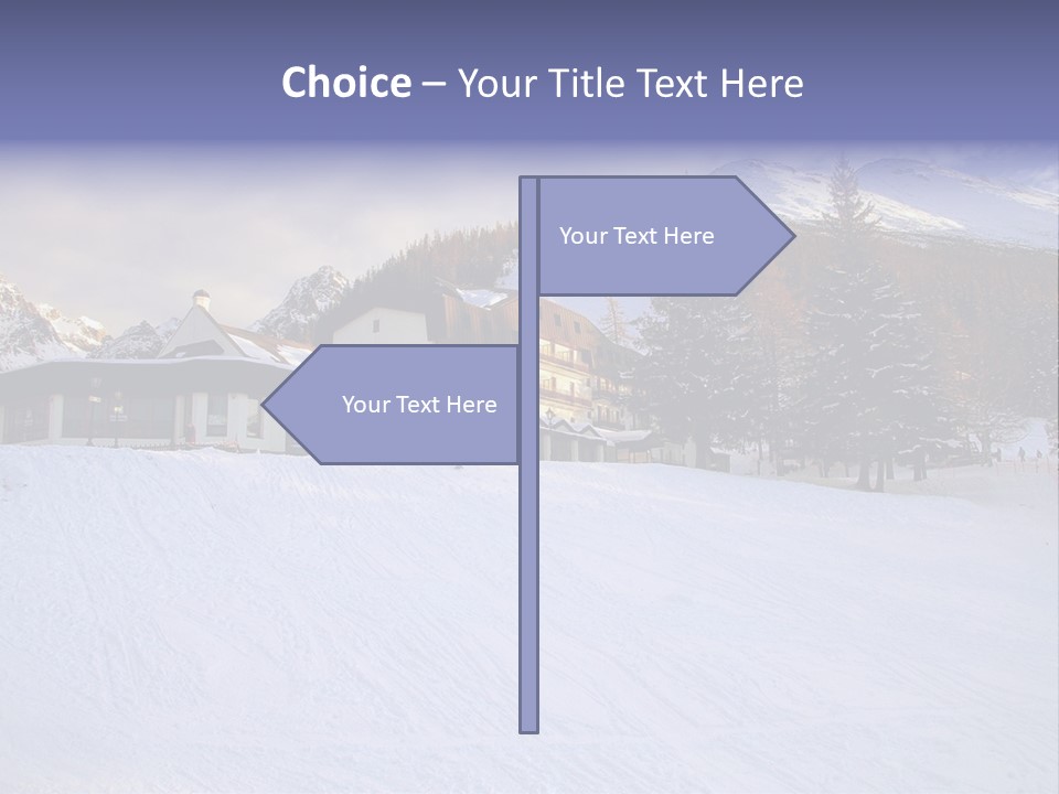 A Snow Covered Ski Slope With A Building In The Background PowerPoint Template