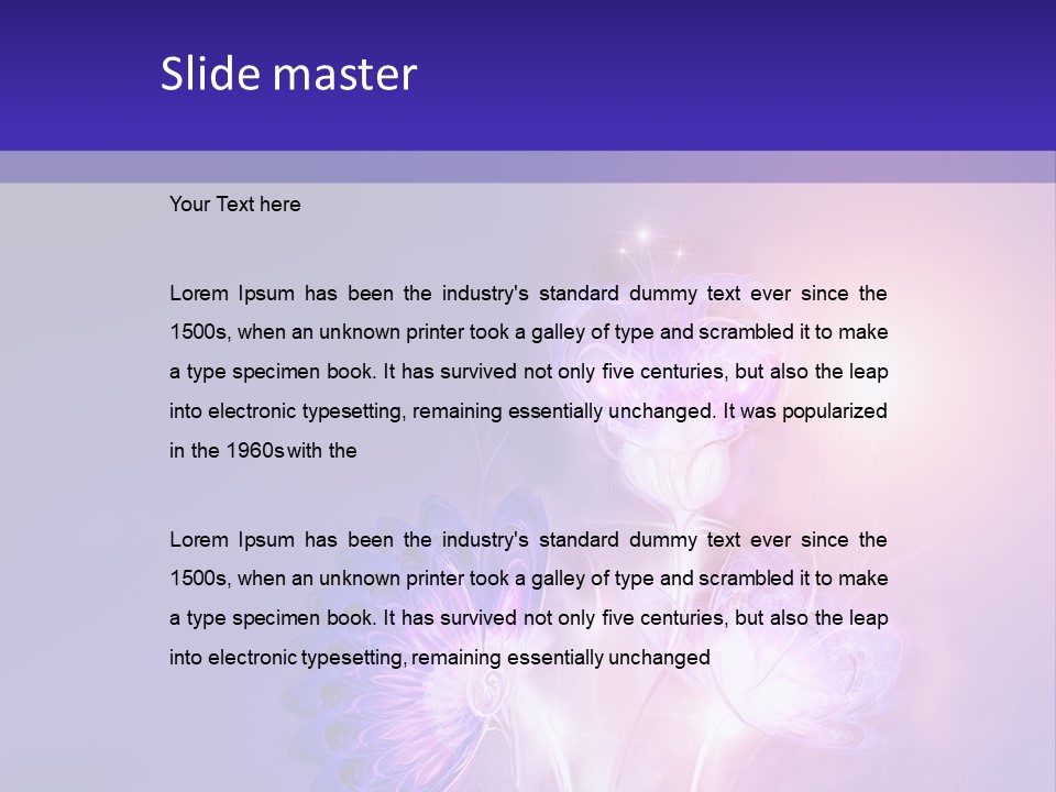 A Purple And Blue Abstract Background With Flowers PowerPoint Template