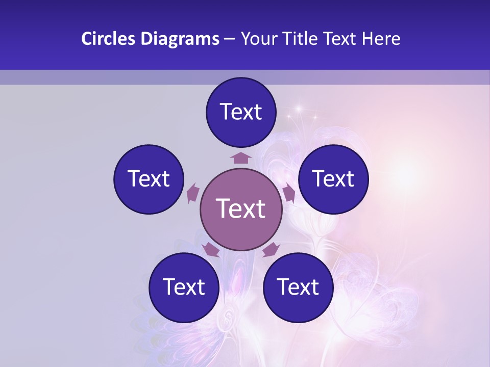 A Purple And Blue Abstract Background With Flowers PowerPoint Template