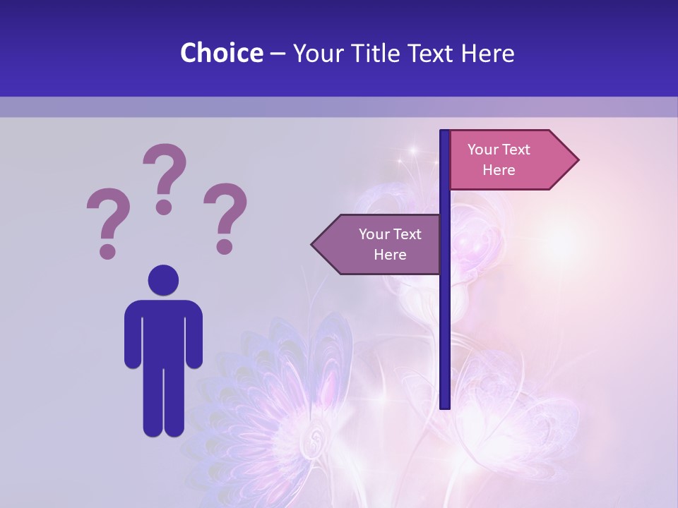 A Purple And Blue Abstract Background With Flowers PowerPoint Template