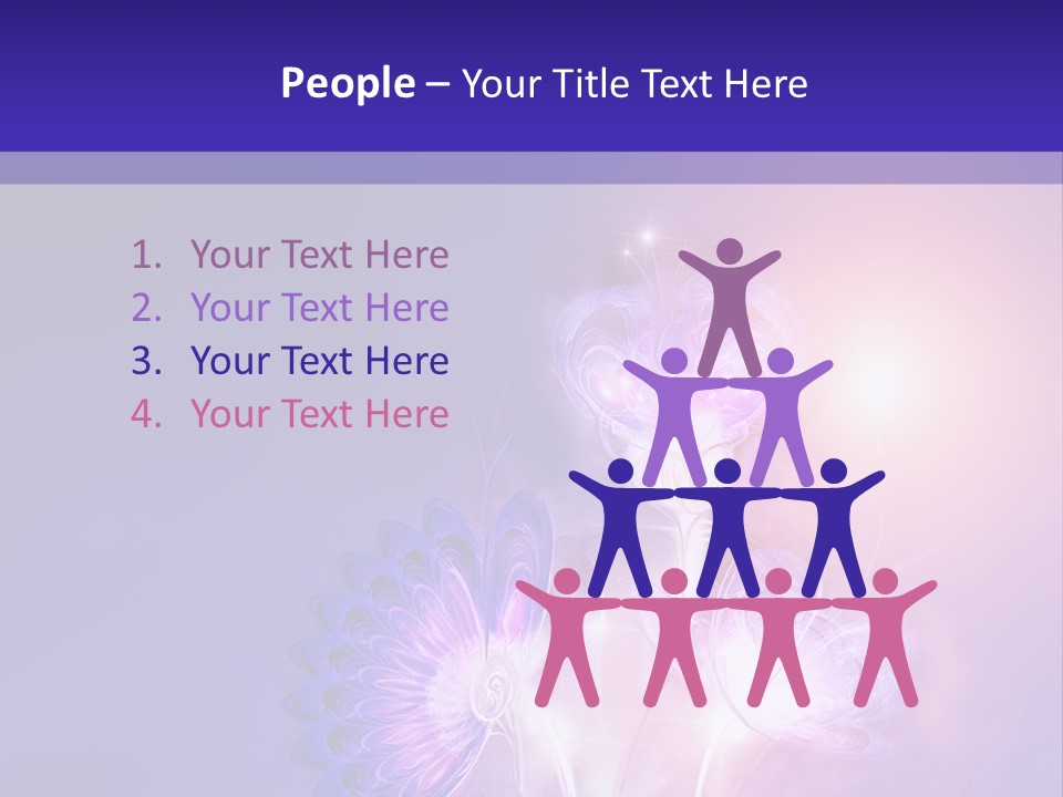 A Purple And Blue Abstract Background With Flowers PowerPoint Template