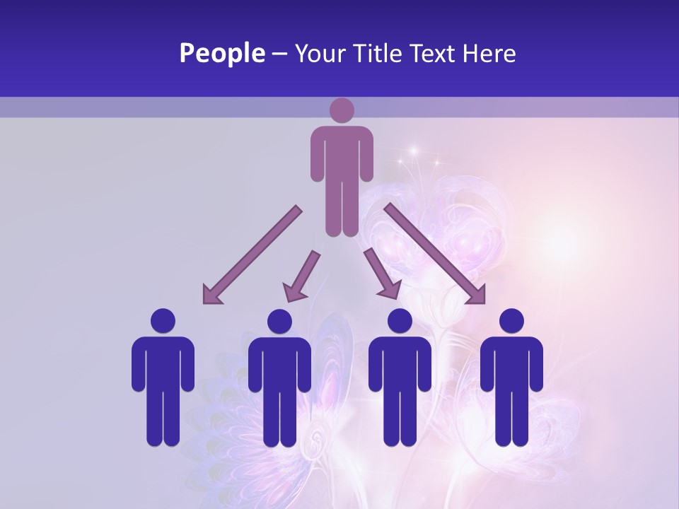 A Purple And Blue Abstract Background With Flowers PowerPoint Template