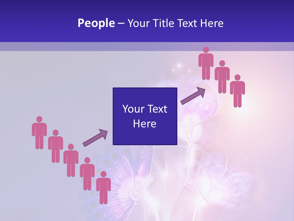 A Purple And Blue Abstract Background With Flowers PowerPoint Template