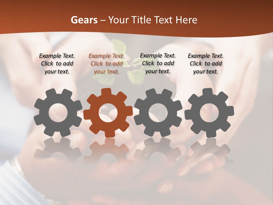 A Group Of People Holding A Plant In Their Hands PowerPoint Template