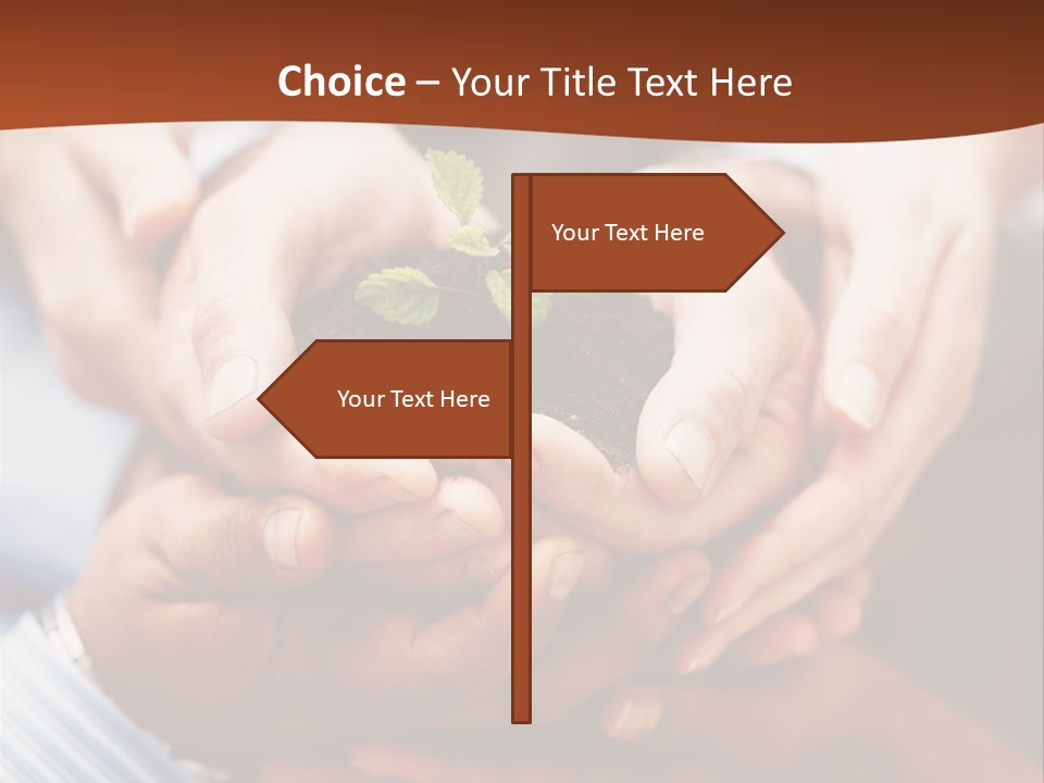 A Group Of People Holding A Plant In Their Hands PowerPoint Template