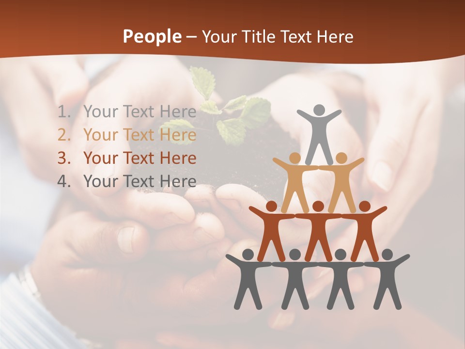 A Group Of People Holding A Plant In Their Hands PowerPoint Template