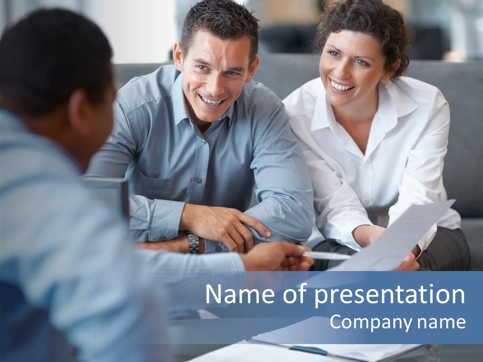 A Couple Of People Sitting At A Table PowerPoint Template