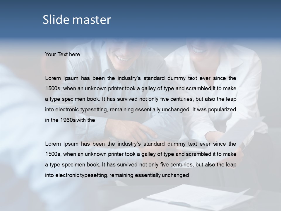 A Couple Of People Sitting At A Table PowerPoint Template