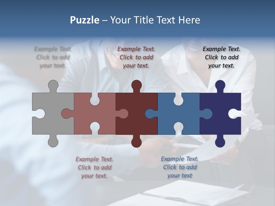 A Couple Of People Sitting At A Table PowerPoint Template