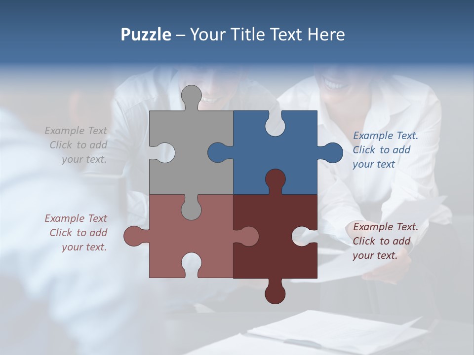 A Couple Of People Sitting At A Table PowerPoint Template