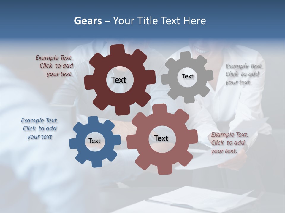 A Couple Of People Sitting At A Table PowerPoint Template